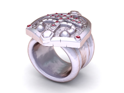 Gold fantasy shield ring 3D Принт Модель
