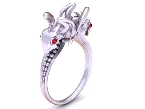 Mythical gold fantasy ring Modèles 3D en vedette