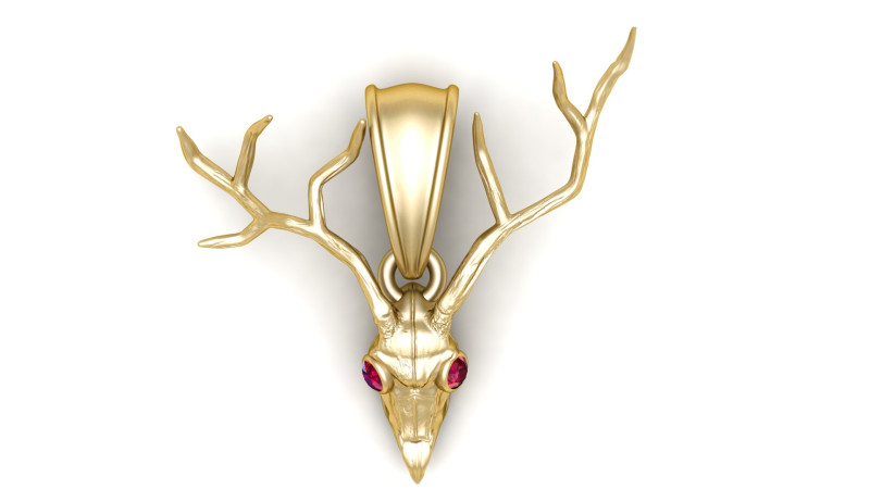 Gold antler skull pendant Modello di stampa 3D .c4d .max .obj .3ds .fbx .stl .blend 