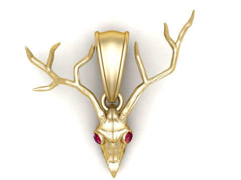 Gold antler skull pendant Model Cetak 3D