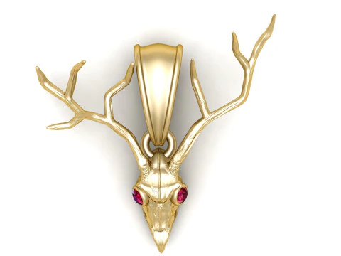 Gold antler skull pendant 3D Print Model