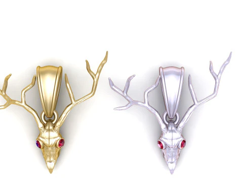 Gold antler skull pendant 3D Print Model
