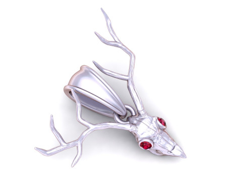 Gold antler skull pendant Modello di stampa 3D