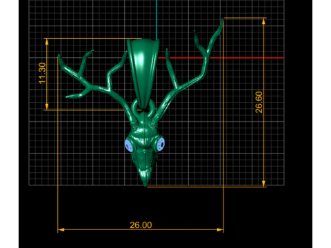 Gold antler skull pendant 3D Print Model