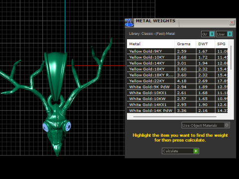 Gold antler skull pendant Modello di stampa 3D