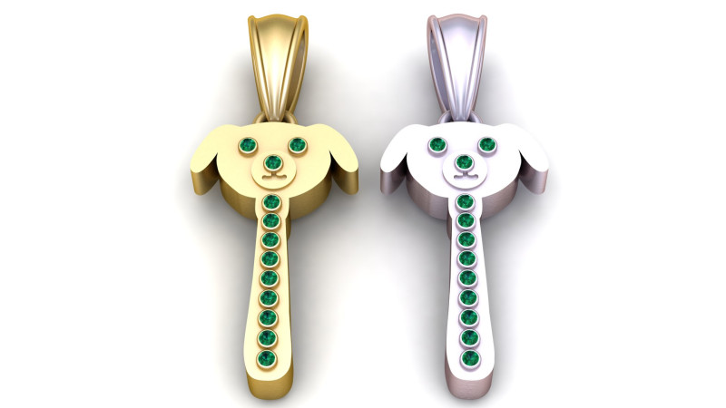 Gold dog pendant Modello di stampa 3D .c4d .max .obj .3ds .fbx .stl .blend