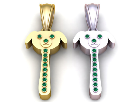 Gold dog pendant 3D 프린트 모델