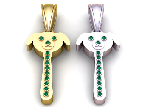 Gold dog pendant 3D Print Model