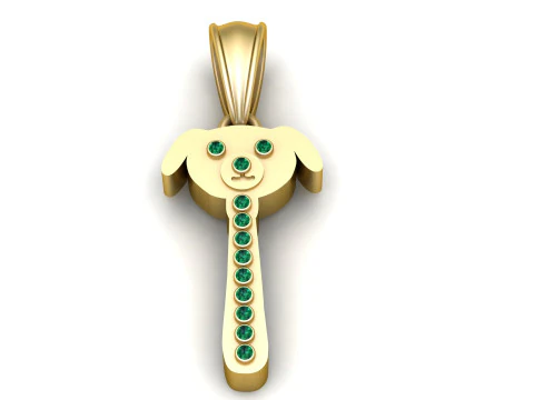 Gold dog pendant 3D Print Model