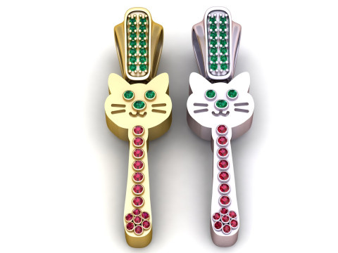 Gold cat pendant 3D 프린트 모델