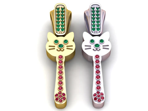 골드 고양이 펜던트 3D 프린트 모델