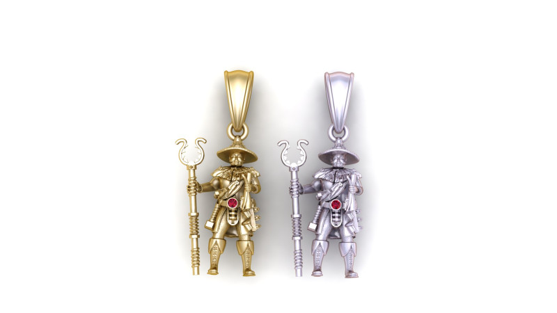 Gold warrior pendant 3D Baskı Modeli .c4d .max .obj .3ds .fbx .stl .blend