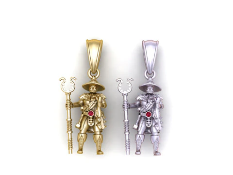 Ciondolo guerriero d'oro Modello di stampa 3D