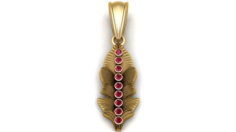 Gold feather pendant 3D 打印模型 .c4d .max .obj .3ds .fbx .stl .blend 