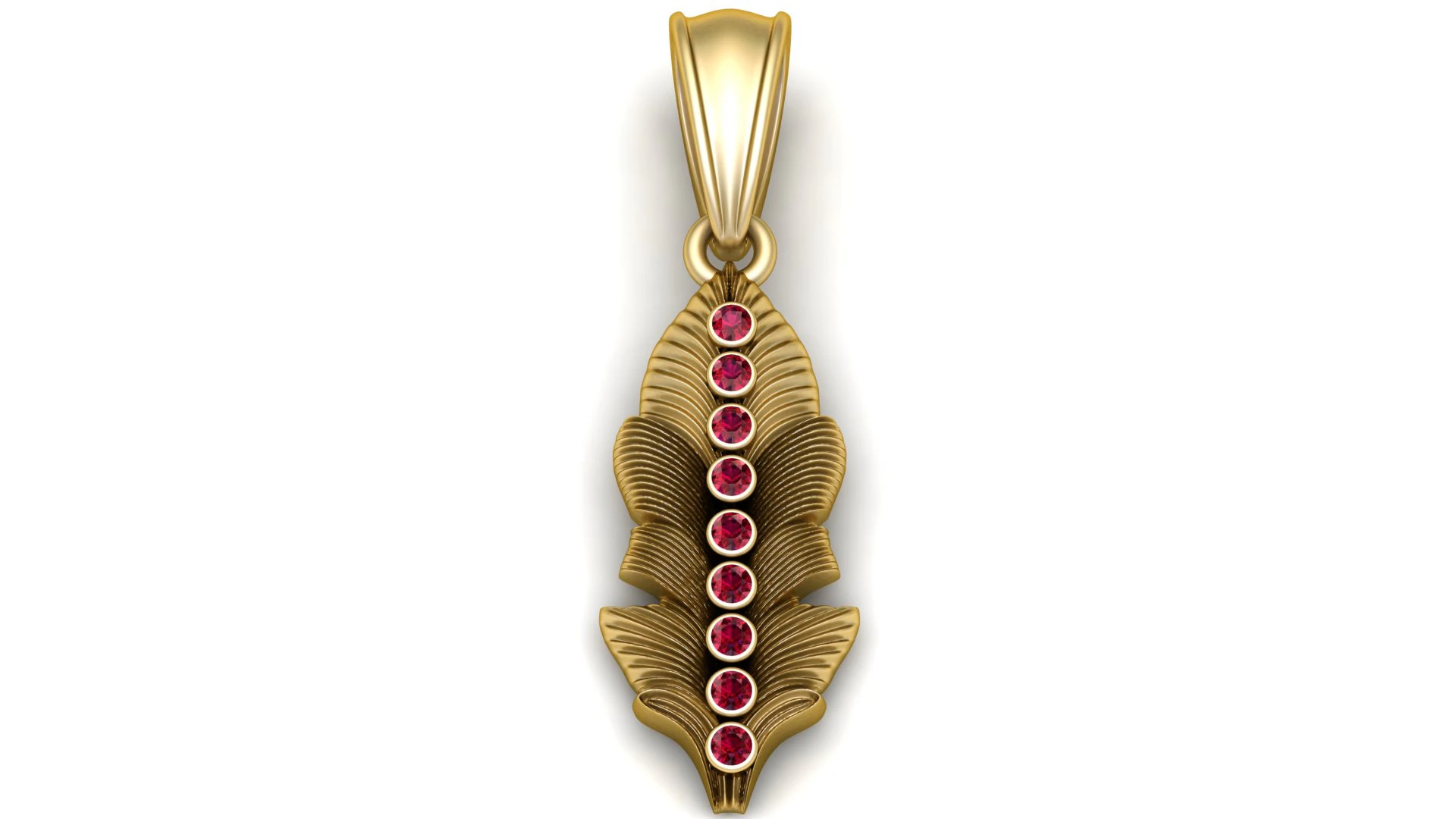 Gold feather pendant 3D Print Model .c4d .max .obj .3ds .fbx .stl .blend 