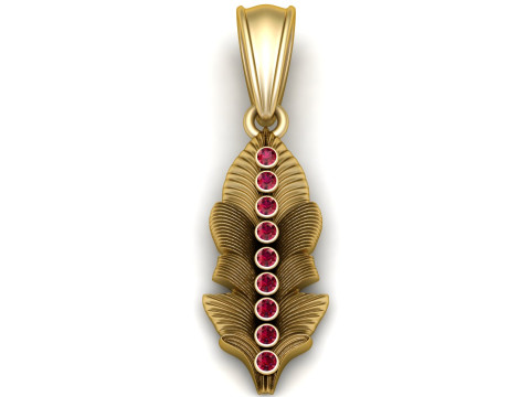 Gold feather pendant Modèles 3D en vedette