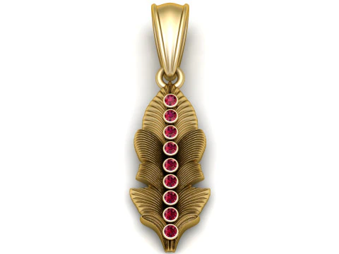 Pendentif plume en or Modèles 3D en vedette