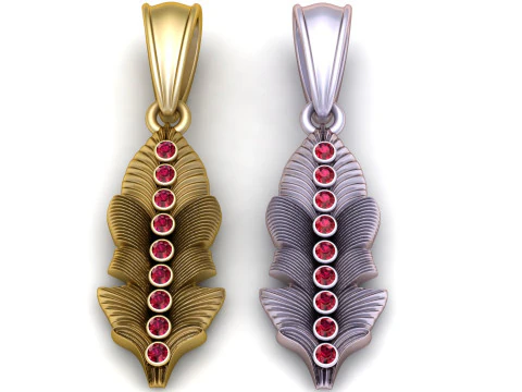 Gold feather pendant 3D Print Model