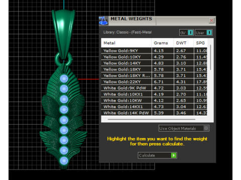 Gold feather pendant 3D 打印模型