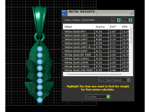Gold feather pendant 3D Print Model