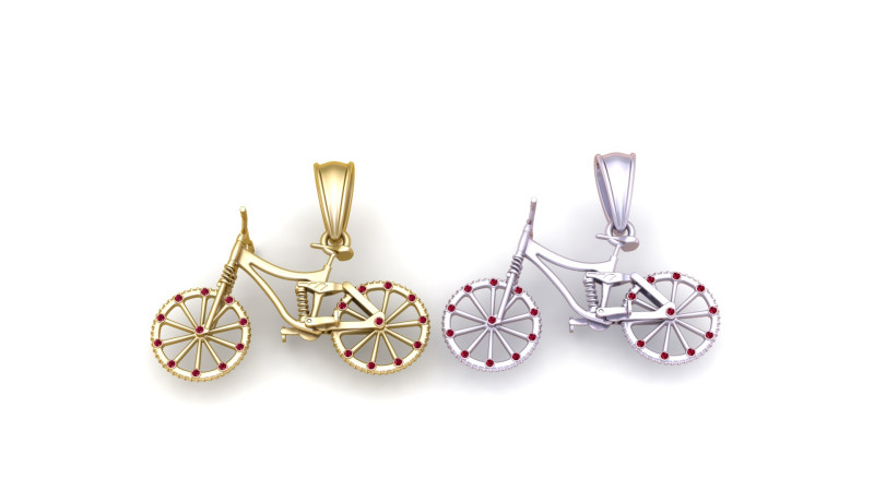 Gold bicycle pendant 3D Print Model .c4d .max .obj .3ds .fbx .stl .blend 