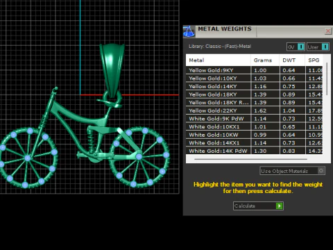 Gold bicycle pendant 3D Print Model