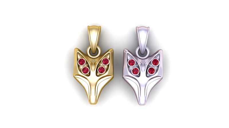 Gold fox pendant 3D Print Model .c4d .max .obj .3ds .fbx .stl .blend 