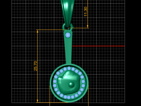 Gold frying pan pendant 3D Print Model