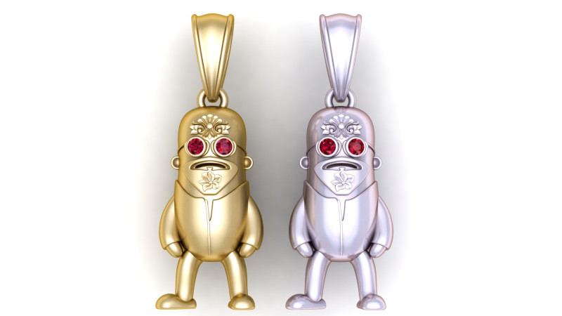 ゴールドキャラクターペンダント 3Dプリントモデル .c4d .max .obj .3ds .fbx .stl .blend 