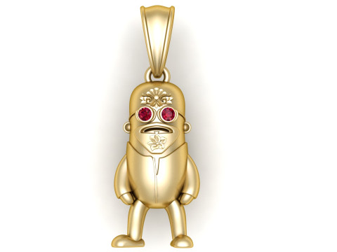 ゴールドキャラクターペンダント 3Dプリントモデル