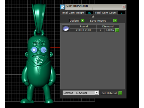 ゴールドキャラクターペンダント 3Dプリントモデル