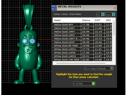 ゴールドキャラクターペンダント 3Dプリントモデル