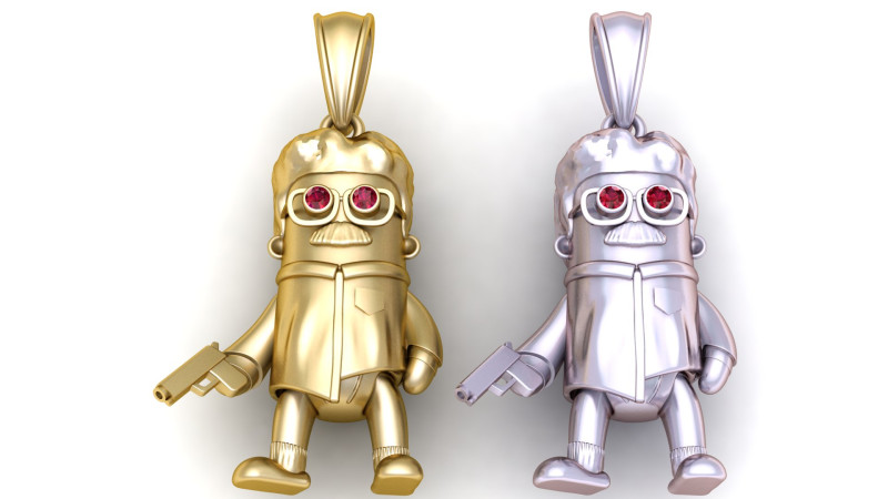 Gold character pendant 3D Print Model .c4d .max .obj .3ds .fbx .stl .blend 