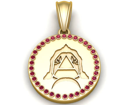 Urious round gold pendant Model Cetak 3D