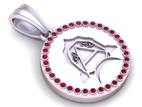Urious round gold pendant Model Cetak 3D