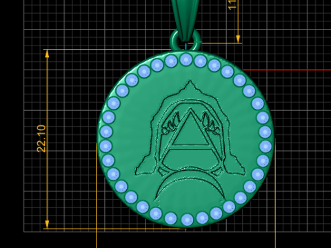 Urious round gold pendant Model Cetak 3D