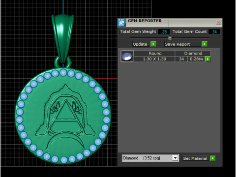 Urious round gold pendant 3D Print Model