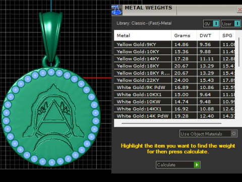 Urious round gold pendant 3D Print Model