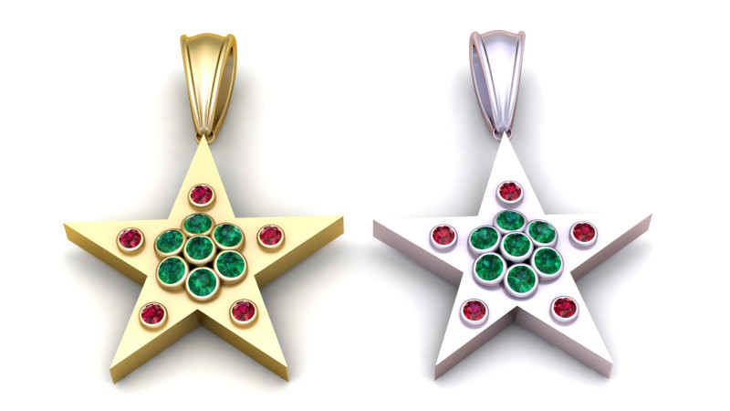 Stunning gold star pendant Modelo de impresión 3D .c4d .max .obj .3ds .fbx .stl .blend