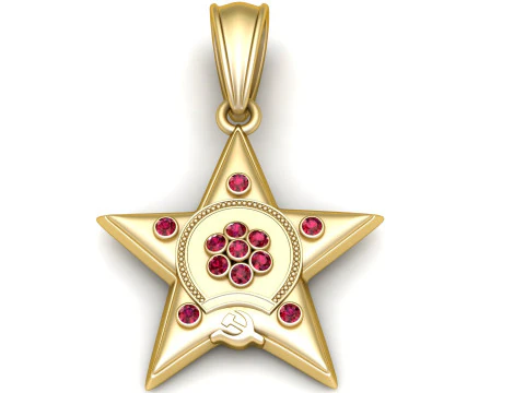 Elegant gold star pendant 3D Print Model