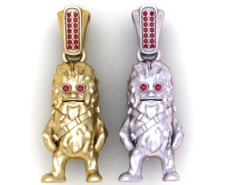 Unique Gold Character Pendant 3D Print Model