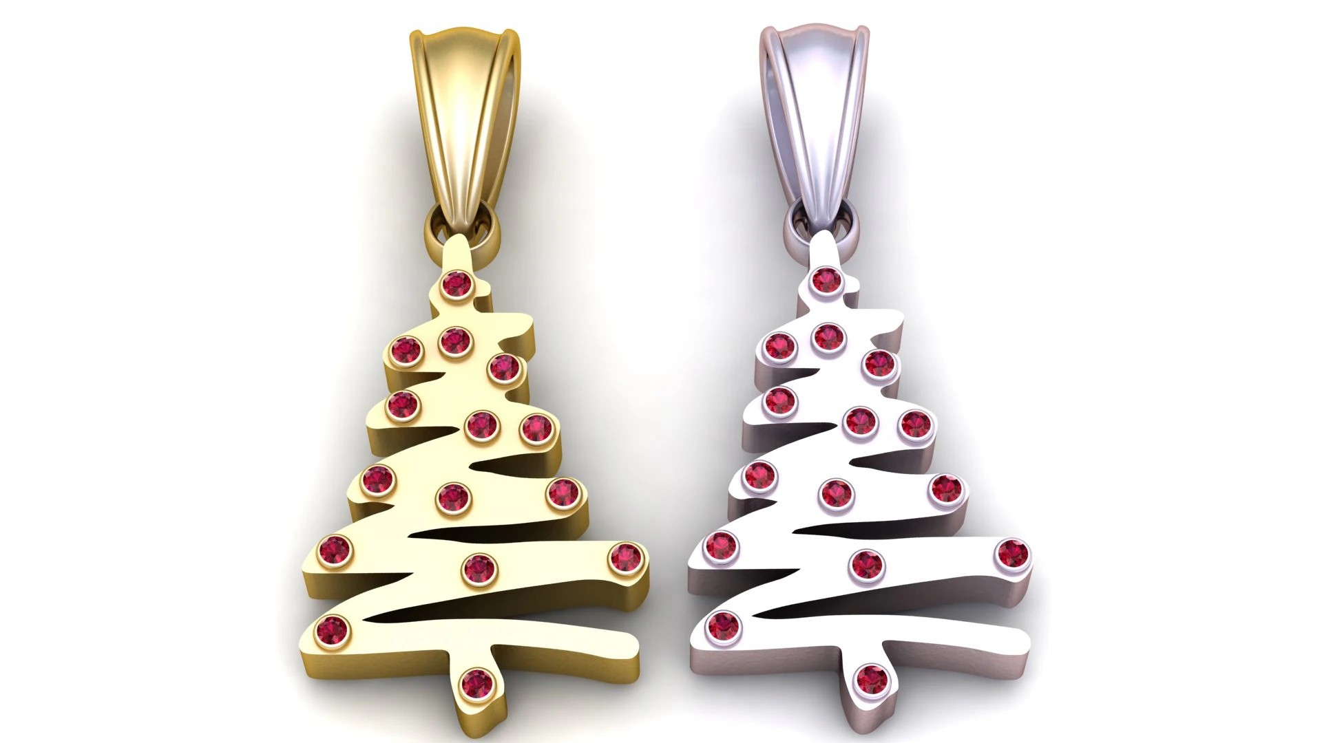 Festive gold Christmas tree pendant 3D Print Model .c4d .max .obj .3ds .fbx .stl .blend 