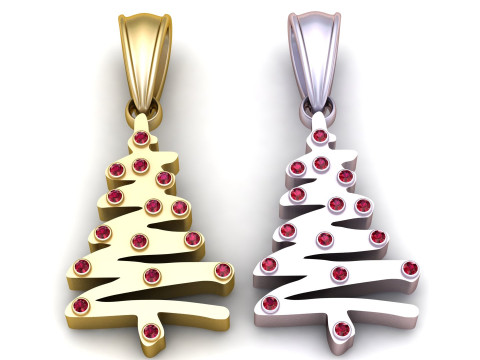 Festive gold Christmas tree pendant Modello di stampa 3D
