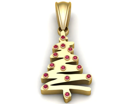 Festive gold Christmas tree pendant 3D Print Model