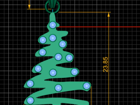 Festive gold Christmas tree pendant 3D Print Model