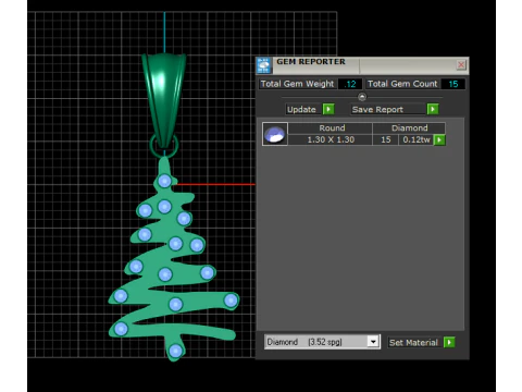 Festive gold Christmas tree pendant 3D Print Model