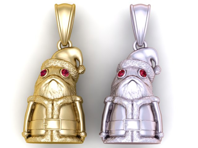 Charming gold Santa pendant 3D प्रिंट मॉडल .c4d .max .obj .3ds .fbx .stl .blend