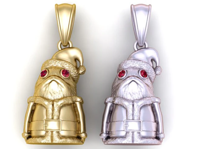 Charming gold Santa pendant 3D Print Model .c4d .max .obj .3ds .fbx .stl .blend