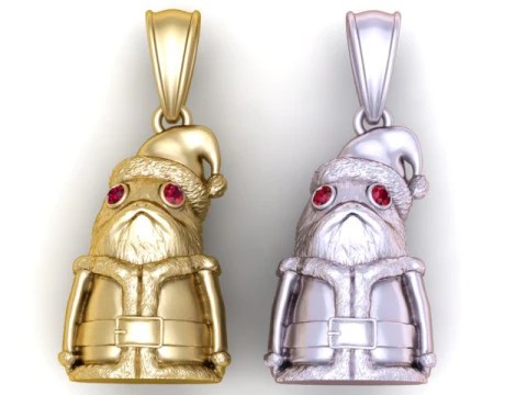 Charmoso pingente de Papai Noel dourado Modelo de Impressão 3D