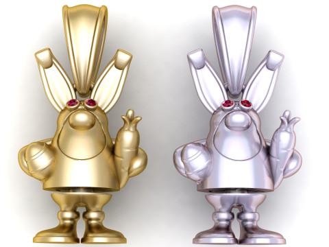Playful gold bunny pendant 3D printmodel